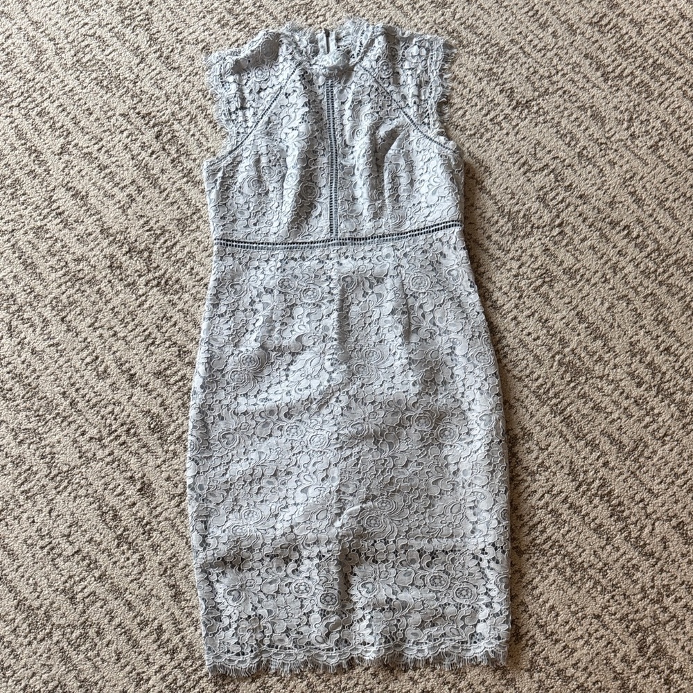 Bardot Light Gray Lace Midi Dress